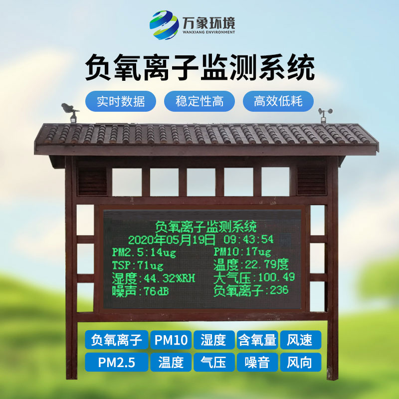負氧離子監(jiān)測站：主要針對景區(qū)、濕度公園空氣質量環(huán)境進行集中監(jiān)控和管理